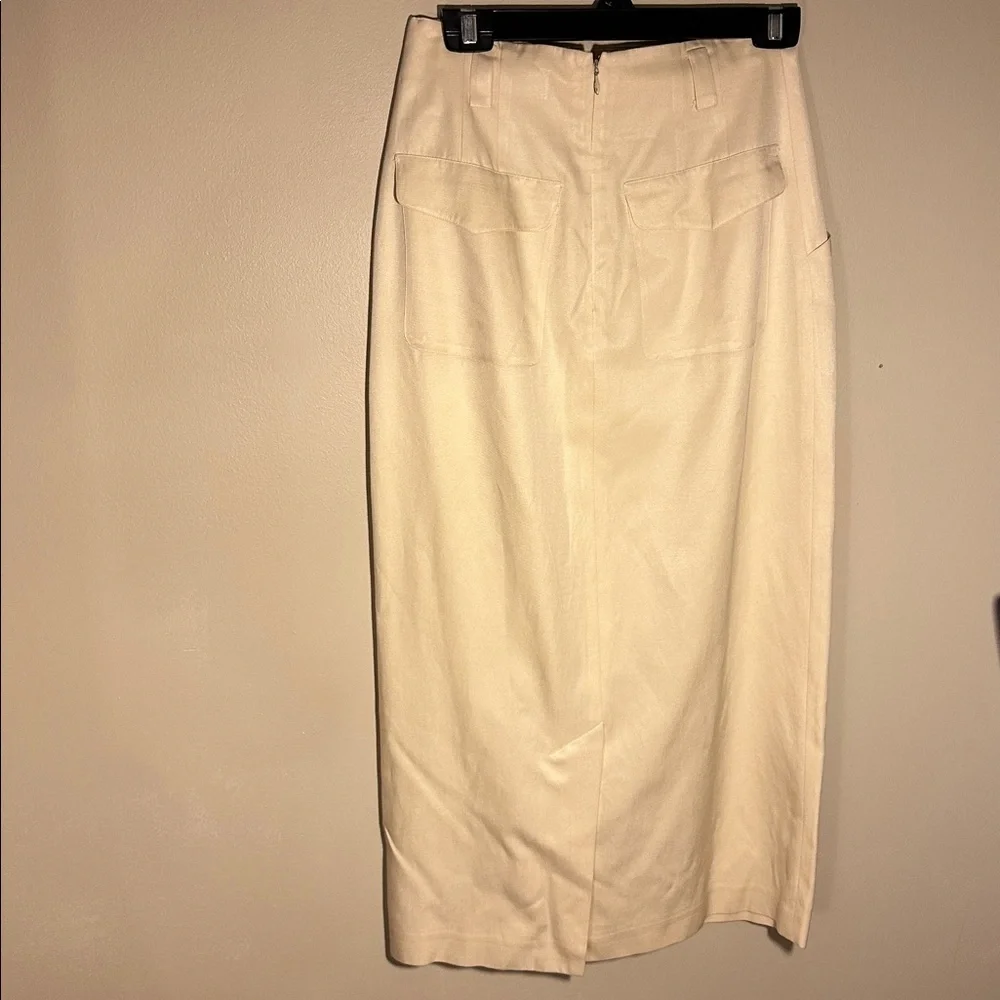 Ellen Tracy silk blend Cream long skirt - Picture 4 of 7